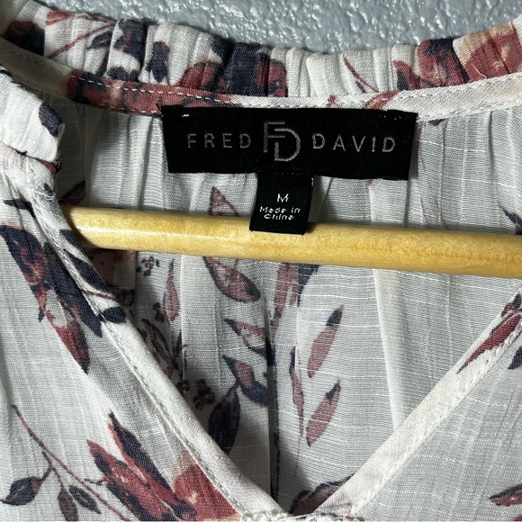 Fred David Floral Blouse Size Medium - Picture 3 of 11